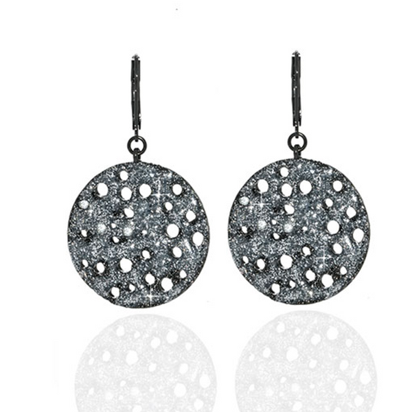 Stardust Hematite Textured Disc Earrings