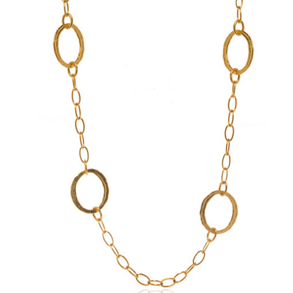 Molten Gold Circle Link Chain Necklace