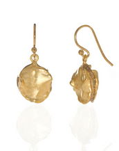 Matte Gold Tone Round Drop Earring on French Wire