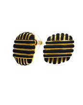 Goldtone Black Enamel Earring