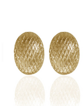 Snakeskin Gold Button Earrings