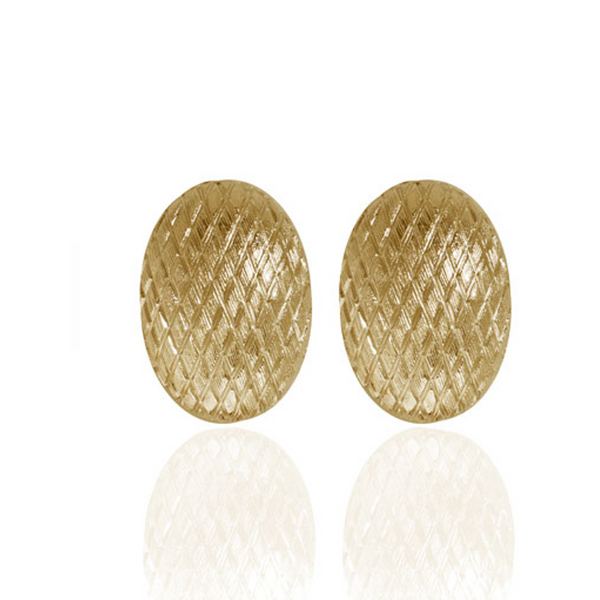 Snakeskin Gold Button Earrings
