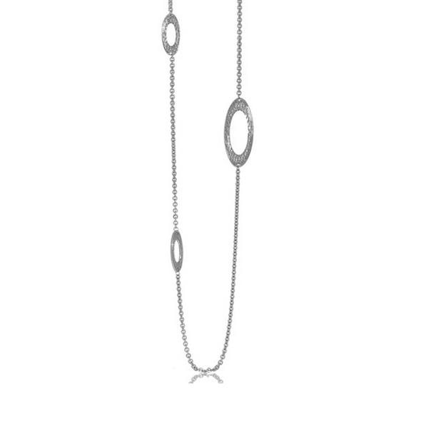 Silvertone Stardust Snakeskin Oval Chain Necklace