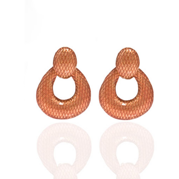 Snakeskin Orange Open Tear Drop Earrings