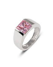 14k White Gold Pink Princess Cut Ring