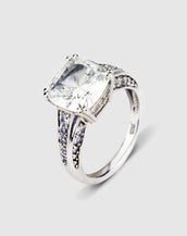 14K White Gold Cushion Cut with CZ Round 5.25ct