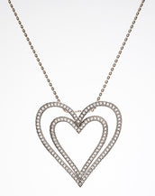 14k White Gold CZ Heart Pendant Necklace