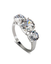Sterling Silver Cubic Zirconia 3 Stone Round Cut Ring 2.35 Carat Weight