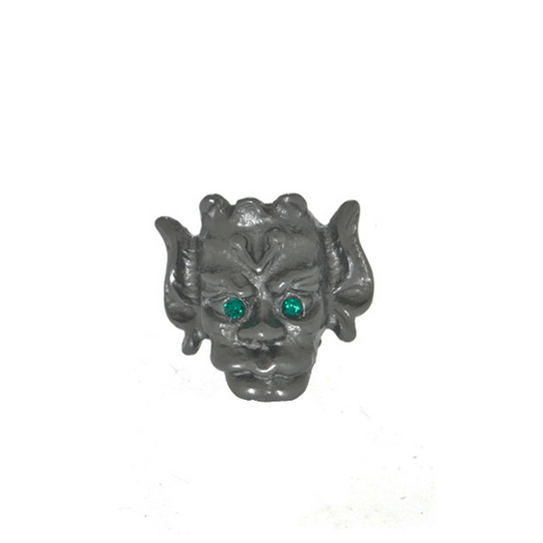 Hematite Gargoyle with Emerald Eyes Charm
