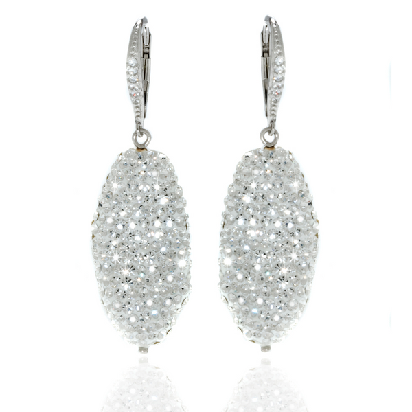 Sterling Silver Clear Crystal Pave Baroque Earrings