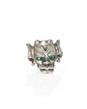 Antique Silvertone Gargoyle with Emerald Eyes Charm