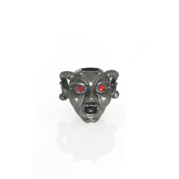 Hematite Horned Gargoyle with Siam Eyes Charm