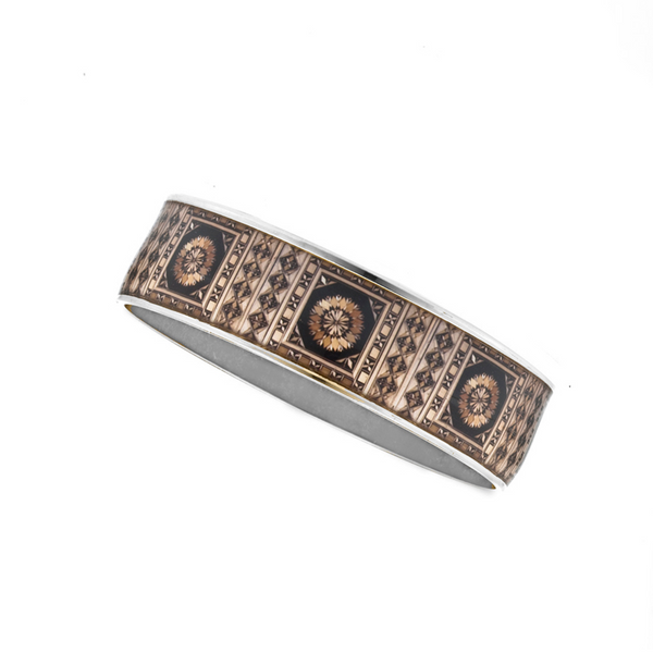 Silvertone Russian Marquetry  3/4" Small Bracelet