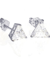Sterling Silver CZ Triangle Stud Earrings