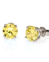 Sterling Silver CZ Canary 4 CT Stud Earrings