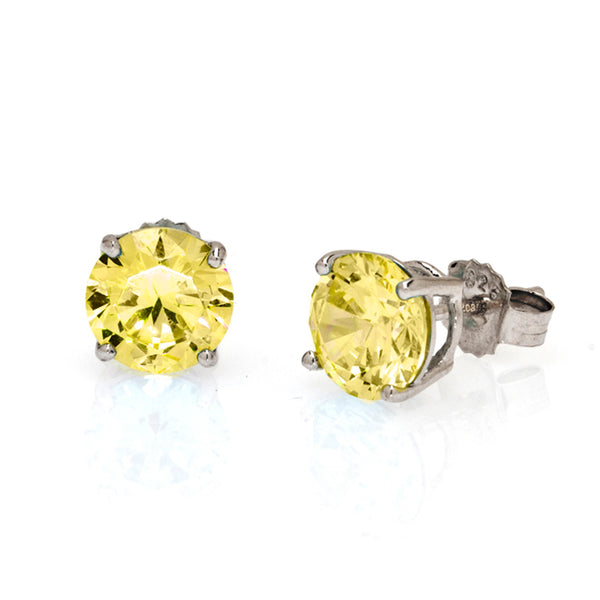 Sterling Silver CZ Canary 4 CT Stud Earrings