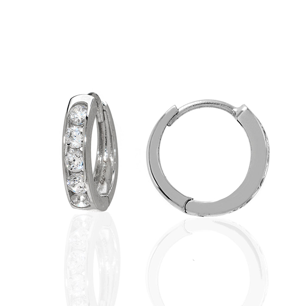Sterling Silver CZ Extra Small Hoop Earrings