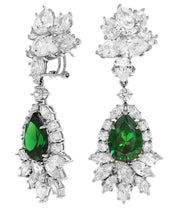 Sterling Silver Emerald CZ Drop Earrings
