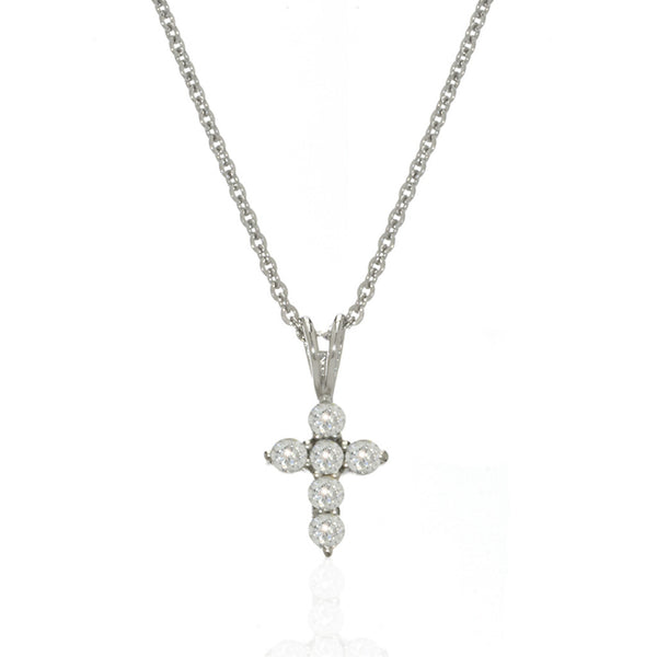 Sterling Silver Cubic Zirconia Extra Small Cross Necklace