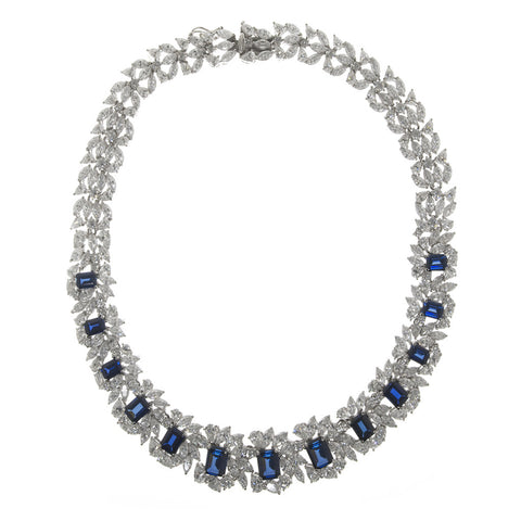 Sterling Silver Sapphire CZ Necklace