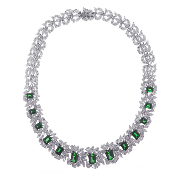 Sterling Silver Emerald CZ Necklace