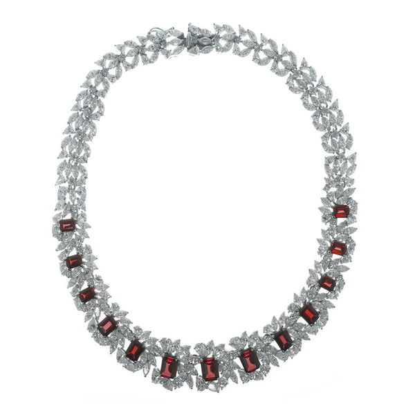 Sterling Silver Ruby CZ Necklace