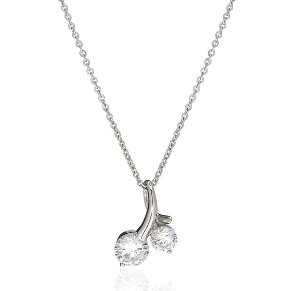 Sterling Silver Dual Stones Pendant Necklace