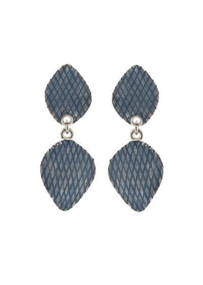 Garden of Love Blue Curved Diamond Drop Earrings