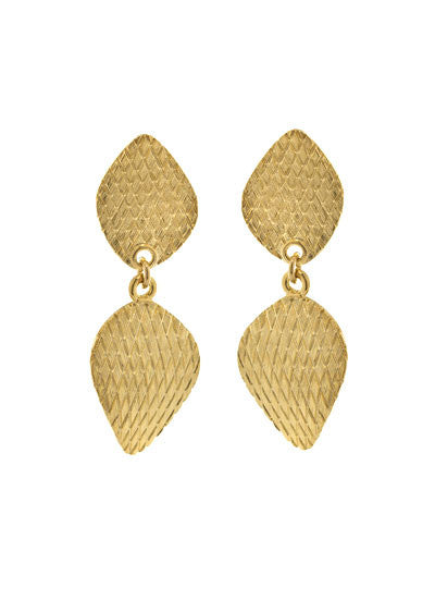 Garden of Love Gold Curved Diamond Drop Earrings