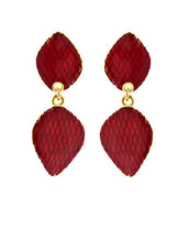 Garden of Love Red Curved Diamond Drop Earrings