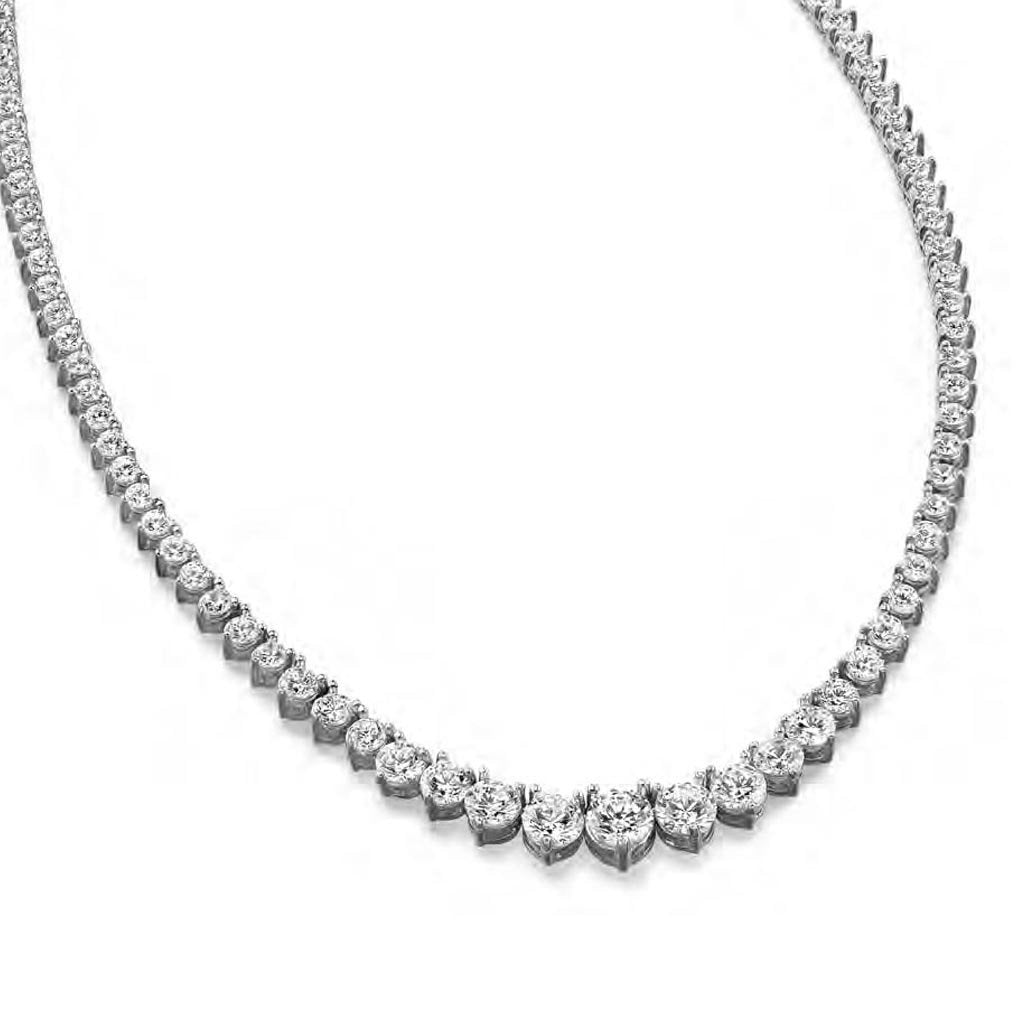 Sterling Silver Graduated Prong Set Necklace