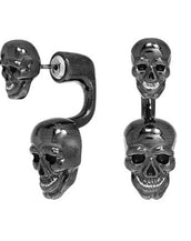 Hematite Double Skull Earrings