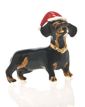 Jet Black Dachshund Christmas Adorable Pooch Pin