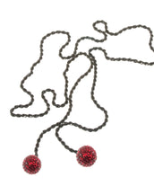 Sterling Silver Red Crystal Ball Rope Chain Necklace 34"