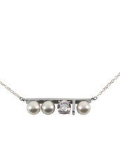 Sterling Silver 7mm Glass Pearls with Cubic Zirconia 16" necklace
