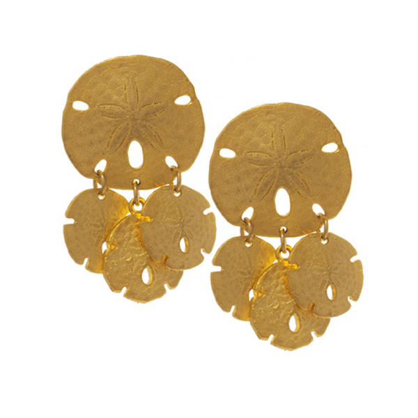 Goldtone Sand Dollar Triple Earrings