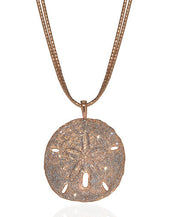 Stardust Rose Tone Sand Dollar On Double Chain Necklace