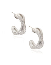 Sterling Silver X Half Hoop Earrings
