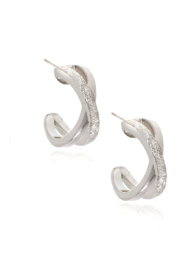 Sterling Silver X Half Hoop Earrings