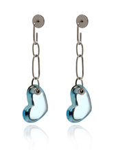 Blue Topaz Heart Drop Earring Set in 14k White Gold